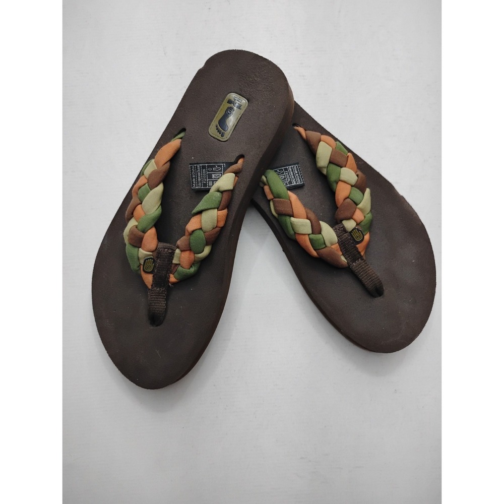 Teva Braided Mush Weave Flip Flop Brown Textile Medium Women's 6